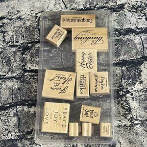 Stampin UP ALL YEAR CHEER I Set of 12 WOOD MOUNTED RUBBER STAMPS